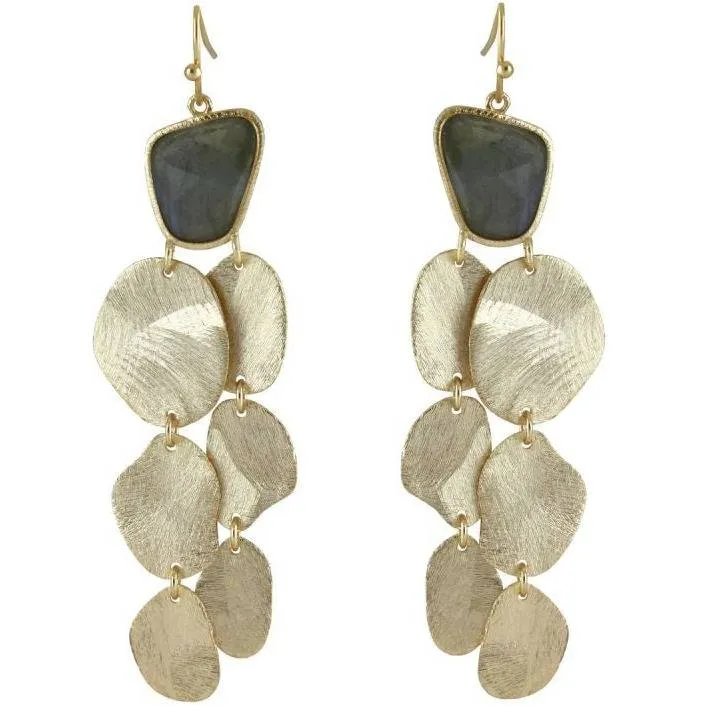 Marcia Moran Heather DIsc  Drop Earrings with Stone on Wire