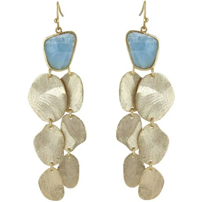 Marcia Moran Heather DIsc  Drop Earrings with Stone on Wire