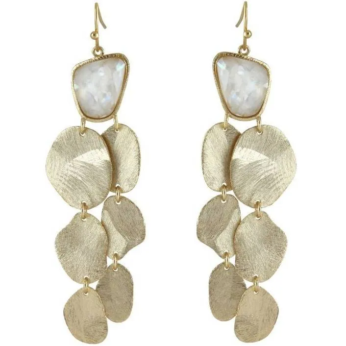 Marcia Moran Heather DIsc  Drop Earrings with Stone on Wire