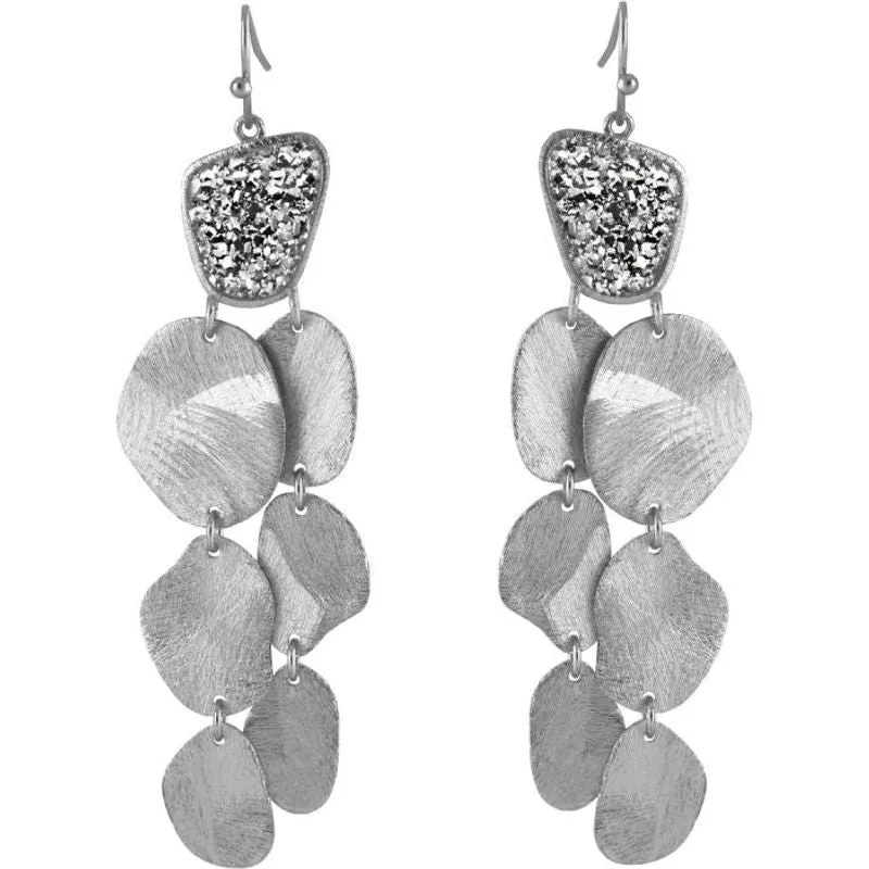 Marcia Moran Heather DIsc  Drop Earrings with Stone on Wire