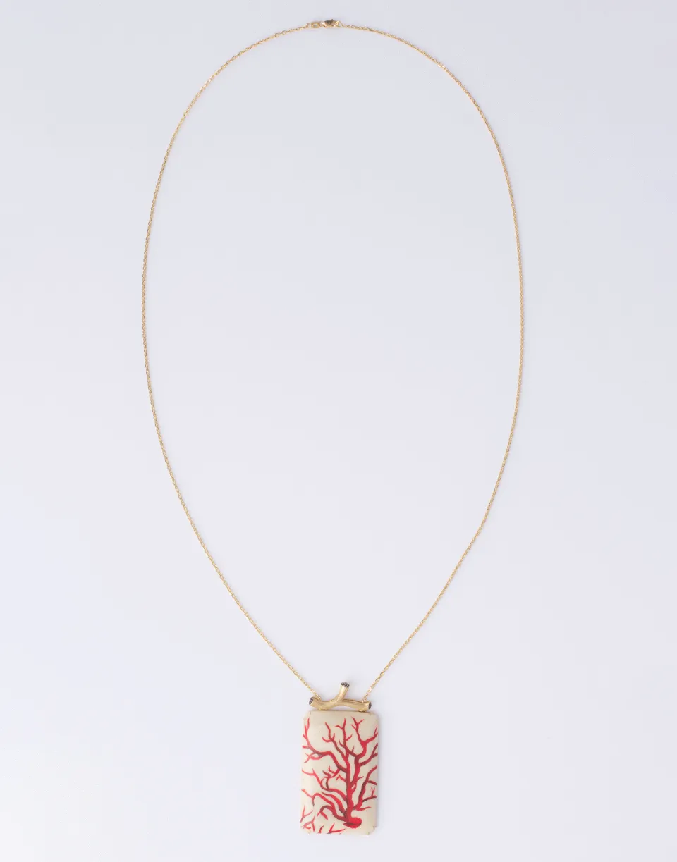 Marquetry Red Coral Necklace