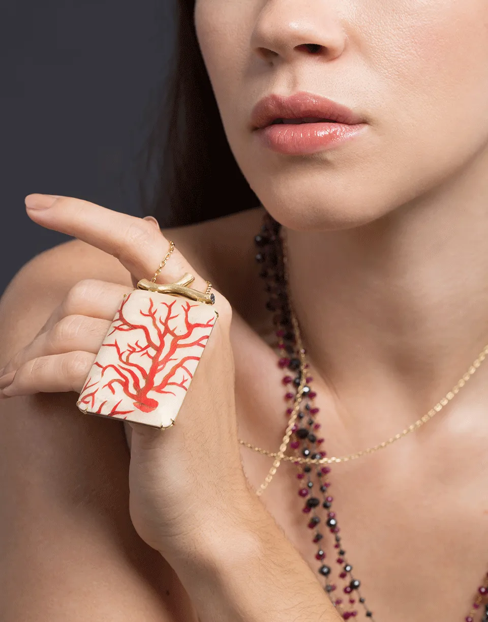 Marquetry Red Coral Necklace