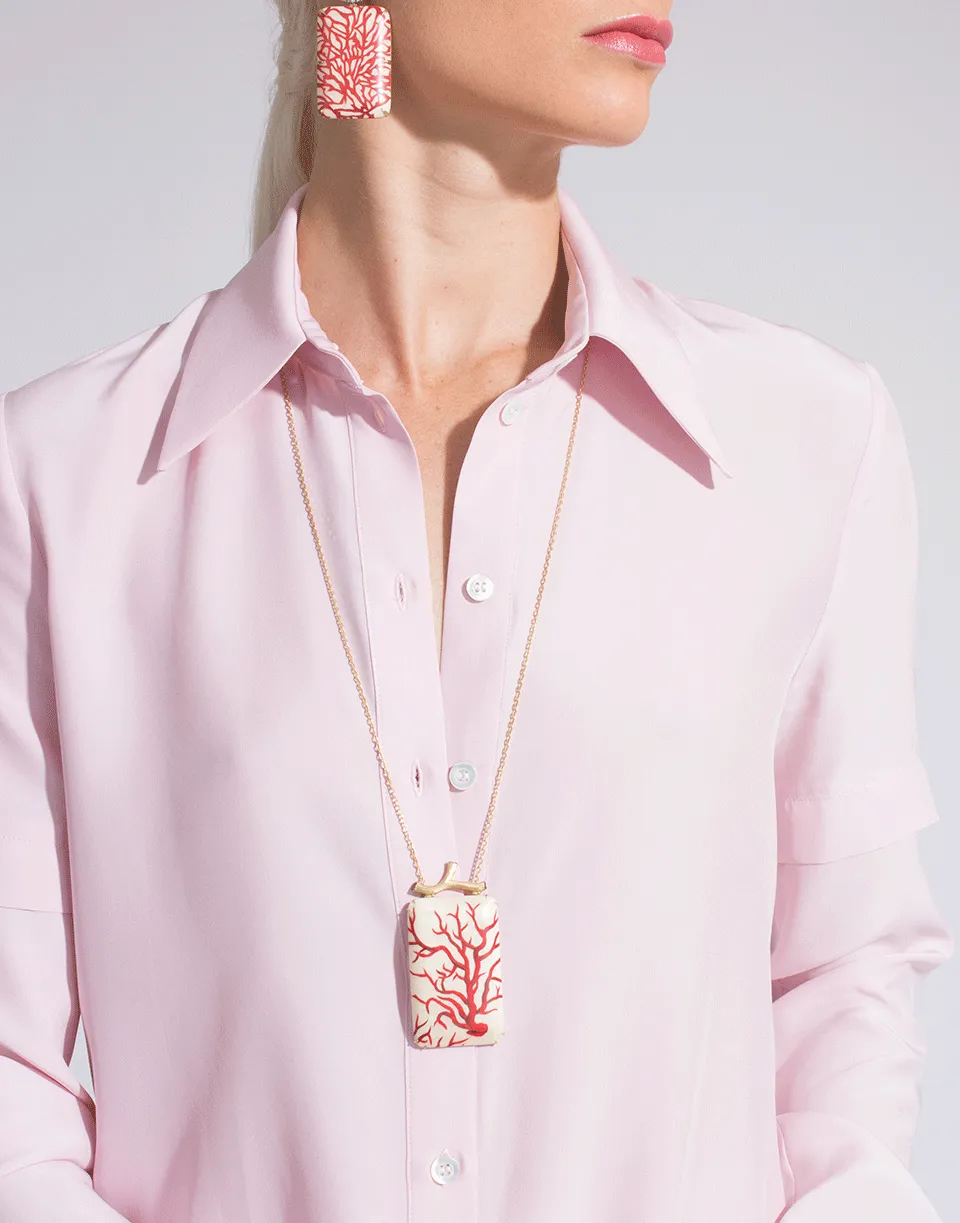 Marquetry Red Coral Necklace