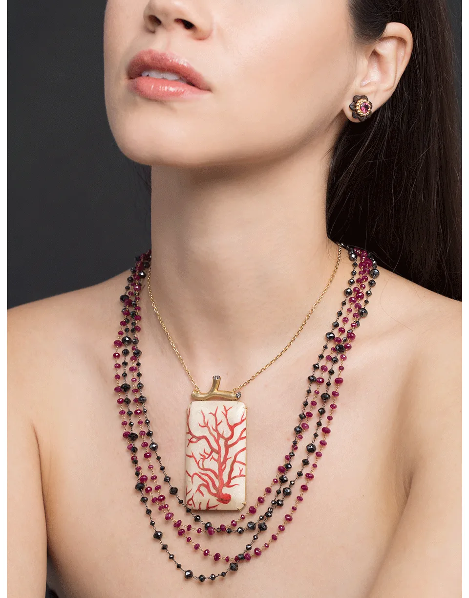 Marquetry Red Coral Necklace