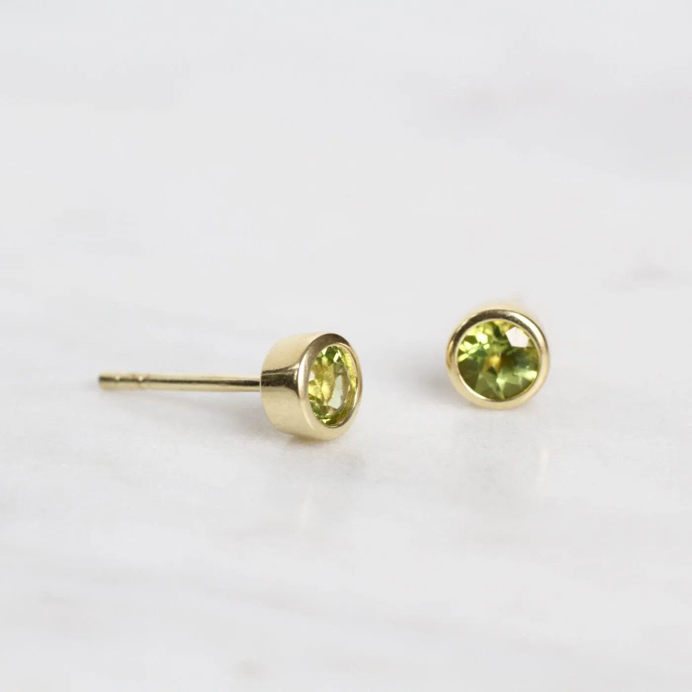 Mini Peridot Dot Post Earring ~ Gold Plated