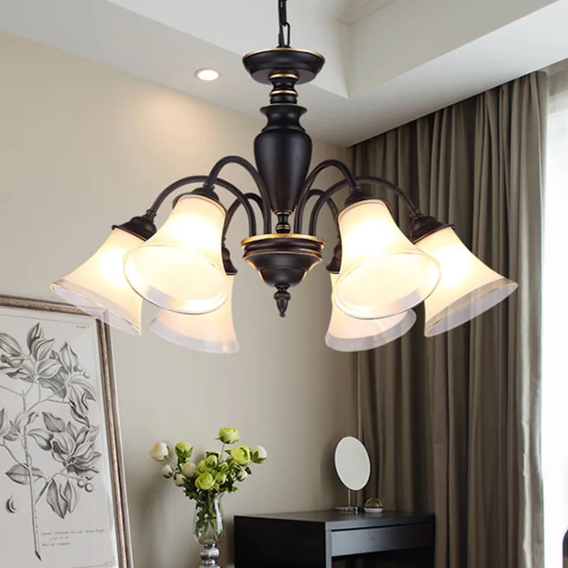Modern Black Glass Pendant Chandelier with Multiple Light Options for Living Room