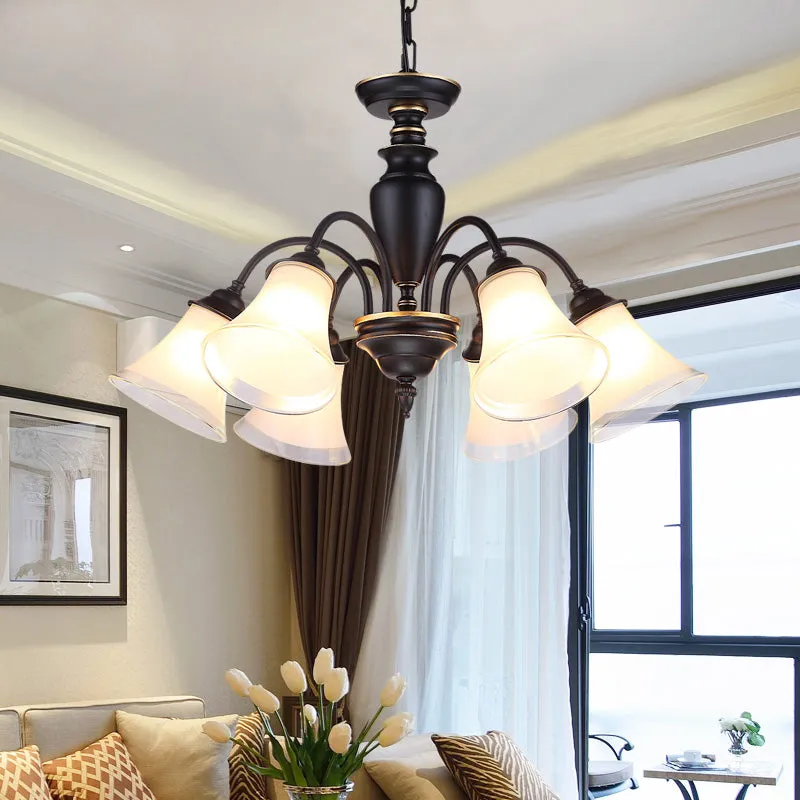 Modern Black Glass Pendant Chandelier with Multiple Light Options for Living Room