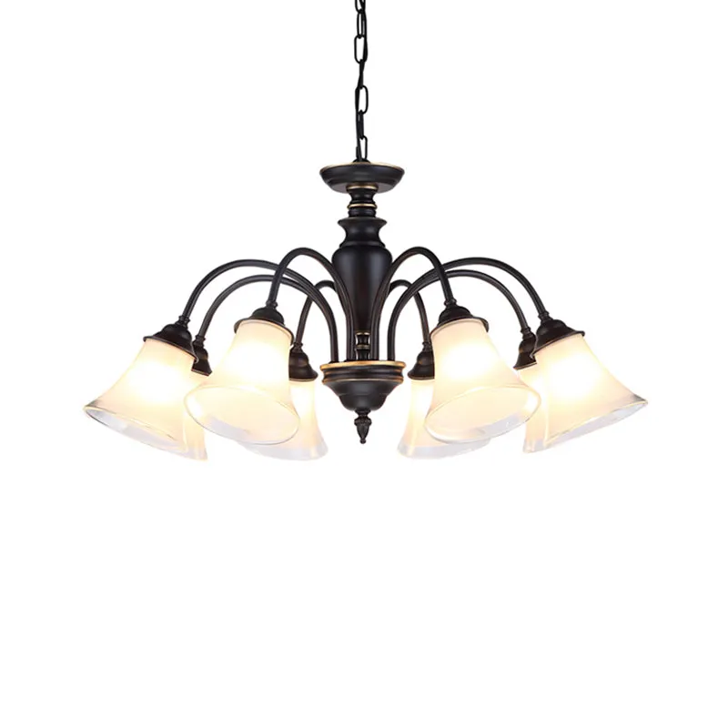 Modern Black Glass Pendant Chandelier with Multiple Light Options for Living Room