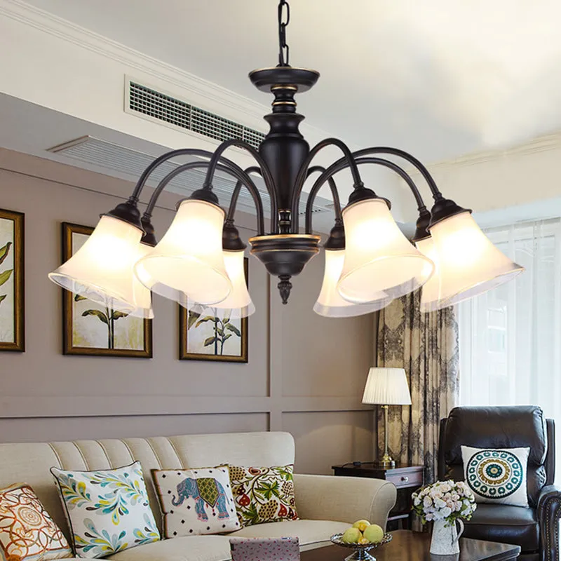 Modern Black Glass Pendant Chandelier with Multiple Light Options for Living Room