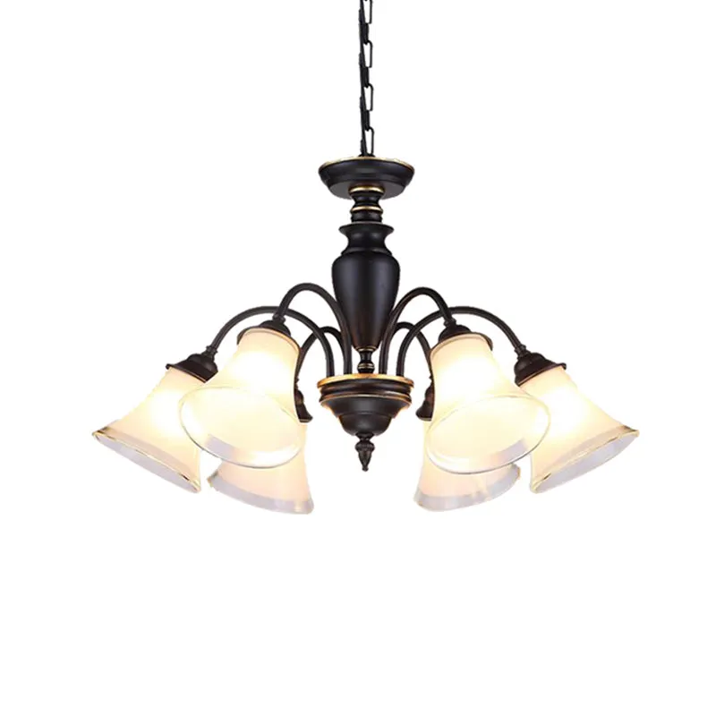 Modern Black Glass Pendant Chandelier with Multiple Light Options for Living Room