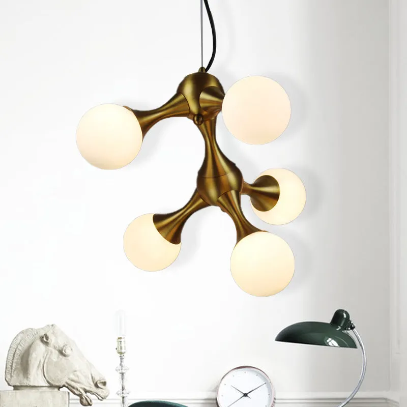 Modern Metal Starburst Chandelier with Glass Globe Shade - Available in 5/9/15 Lights