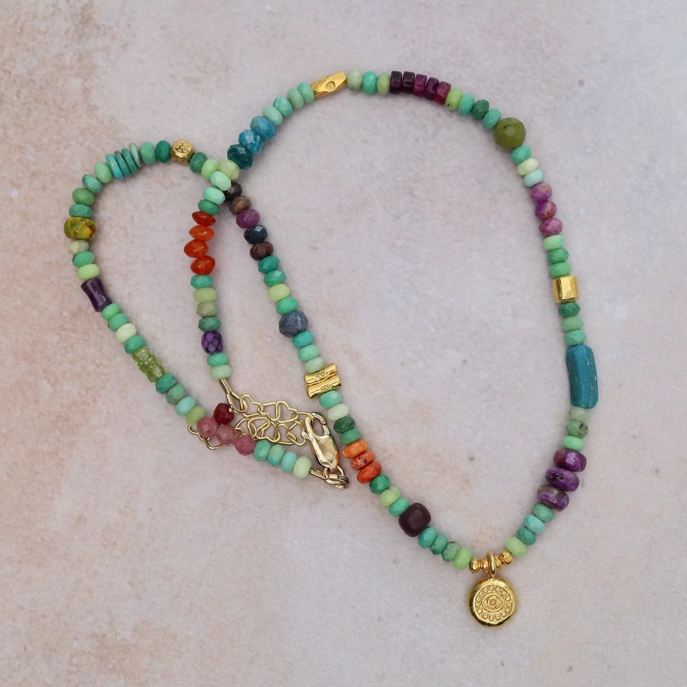 Moss Opal with Lucky Eye Necklace