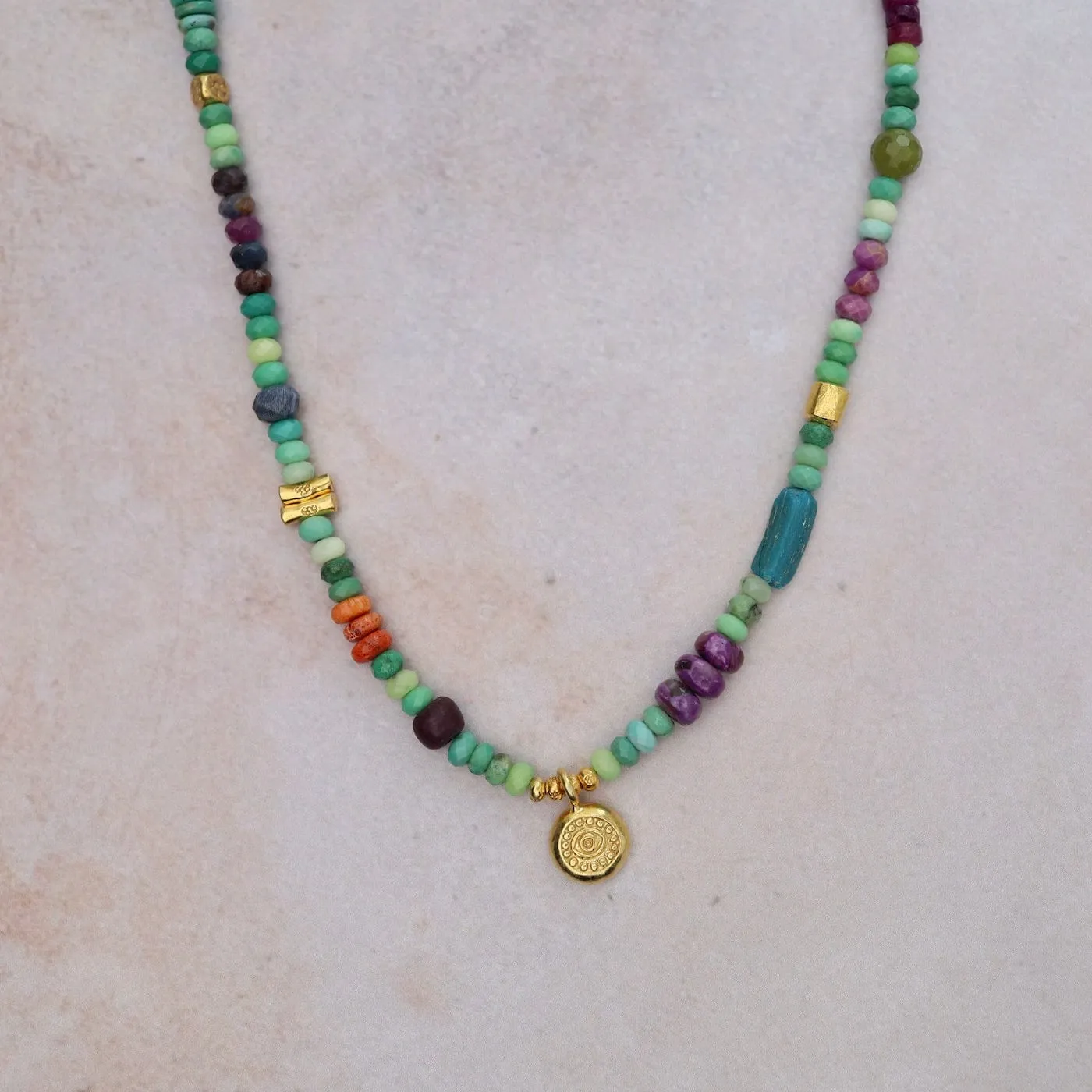 Moss Opal with Lucky Eye Necklace