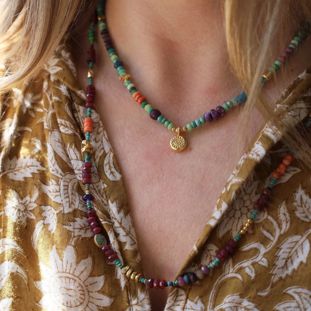 Moss Opal with Lucky Eye Necklace