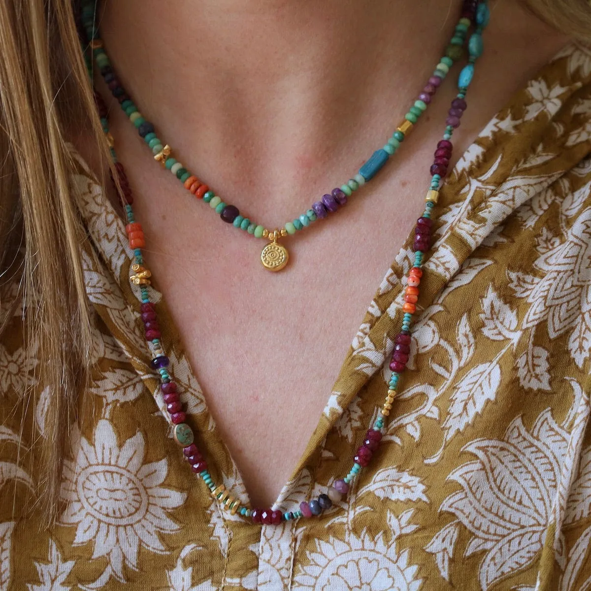 Moss Opal with Lucky Eye Necklace
