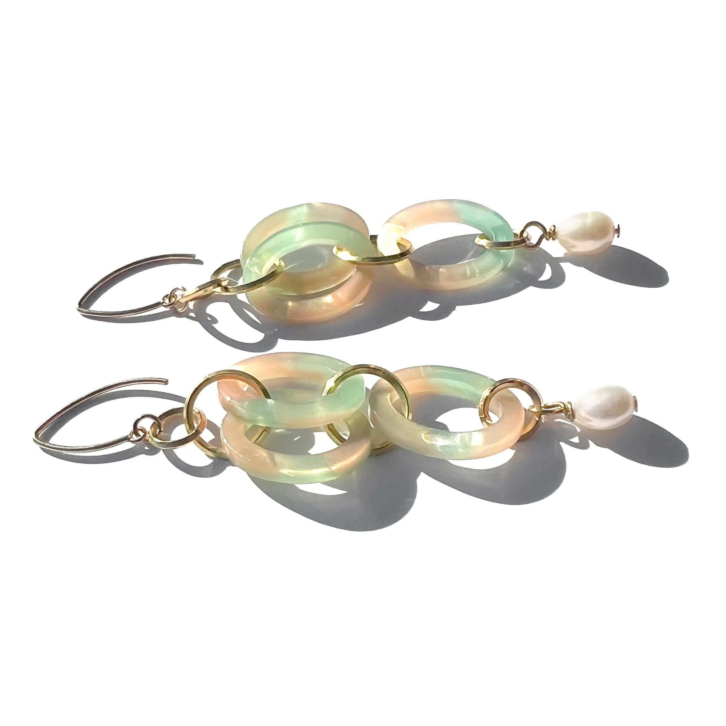 MPR x THE IMAGINARIUM: Opal Acetate with White Pearl Double Drop Earrings