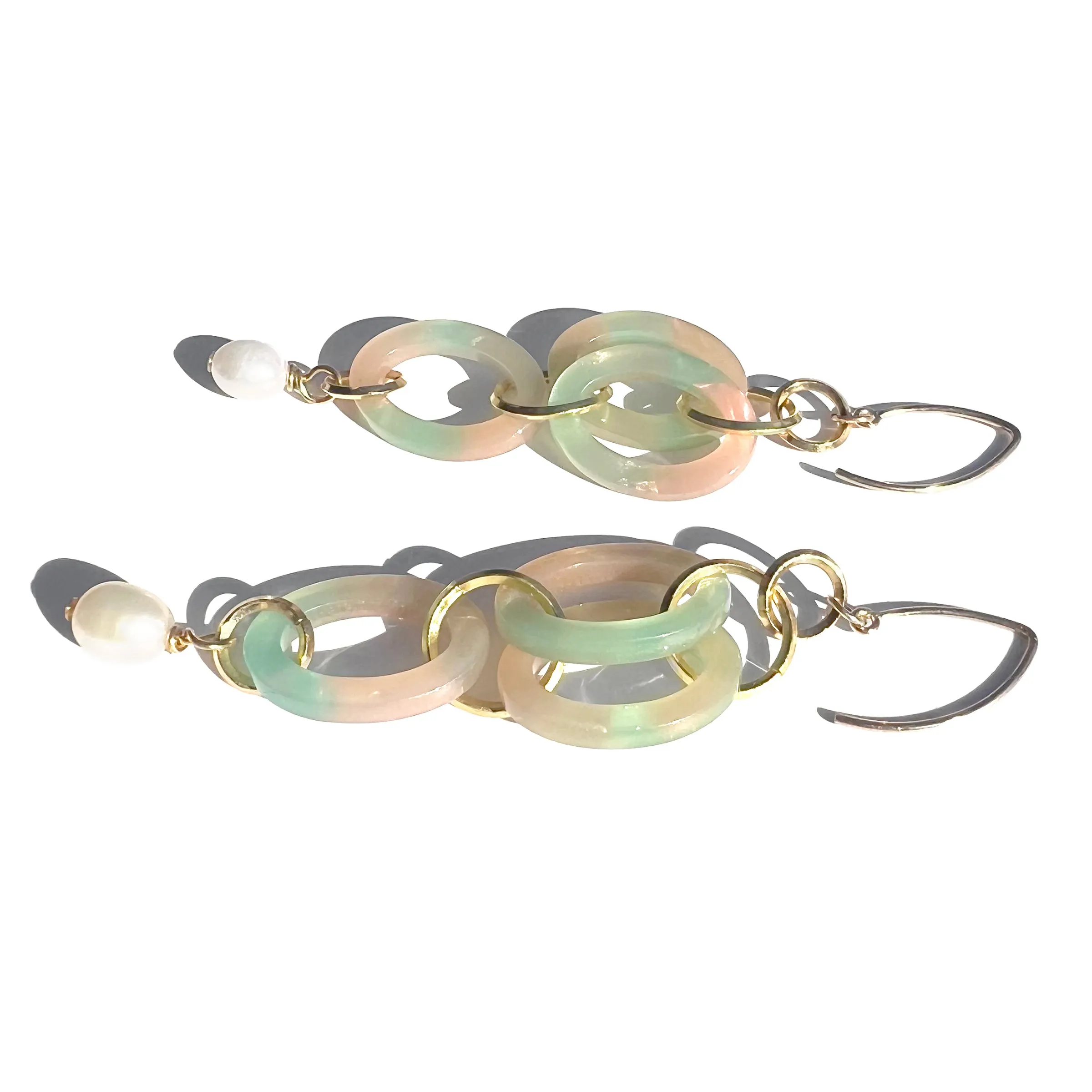 MPR x THE IMAGINARIUM: Opal Acetate with White Pearl Double Drop Earrings