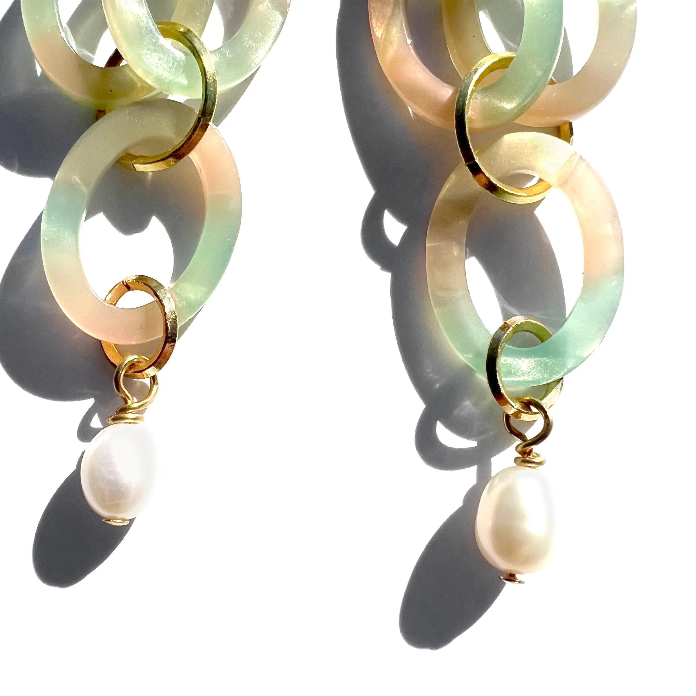 MPR x THE IMAGINARIUM: Opal Acetate with White Pearl Double Drop Earrings