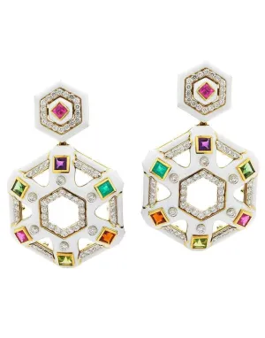 Multi Gem Snowflake Earrings