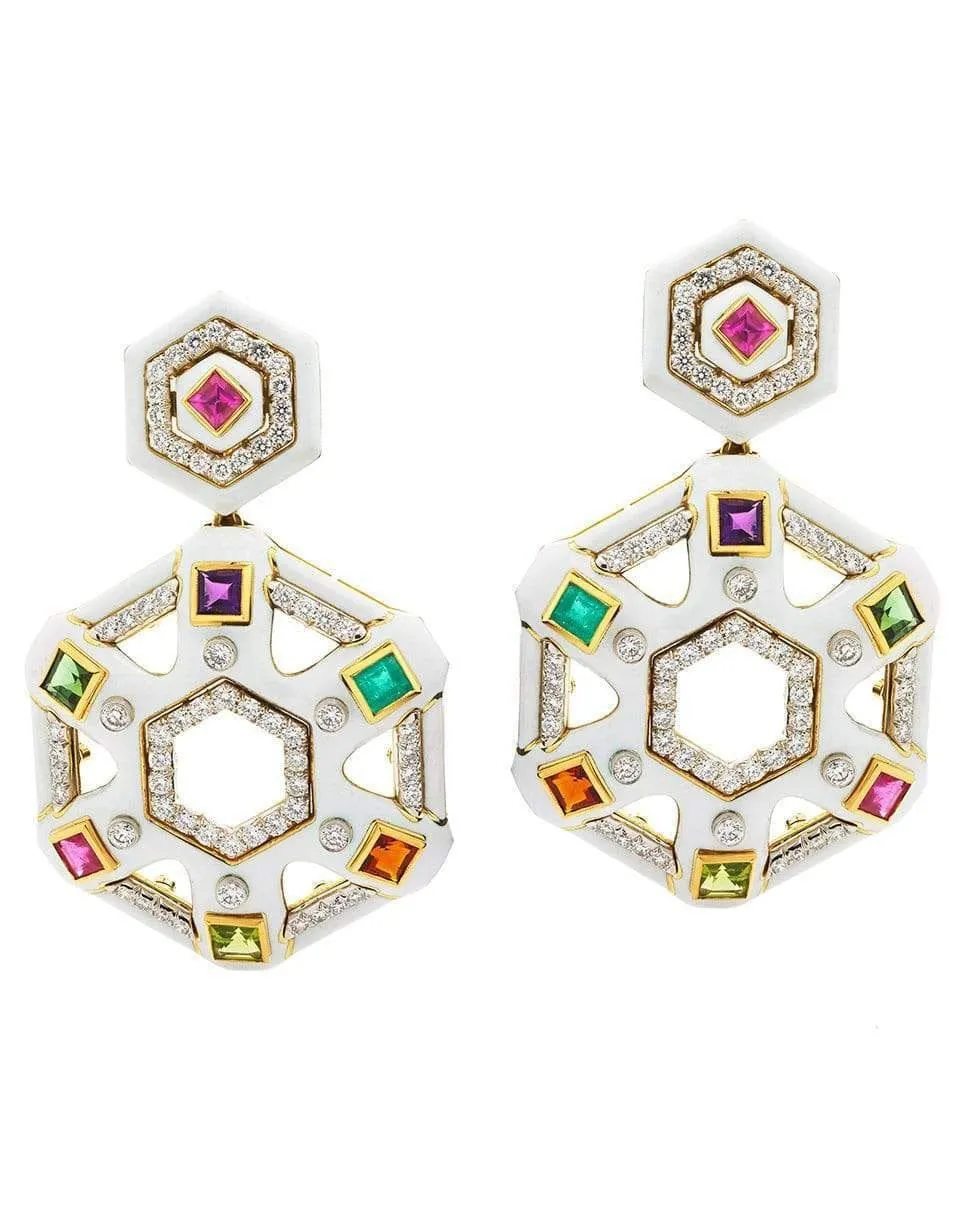 Multi Gem Snowflake Earrings