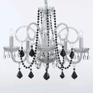 Murano Venetian Style All-Crystal Chandelier With Black Color Crystal - A46-Blackb2/385/5