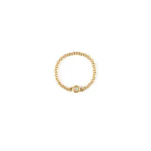 October Opal Birthstone Chain Link Ring