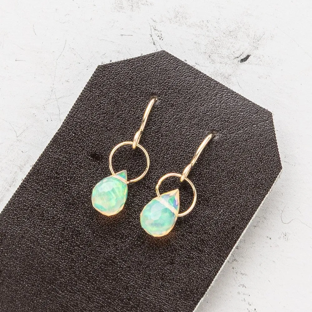 October Petite Briolette Drop Earrings: Opal