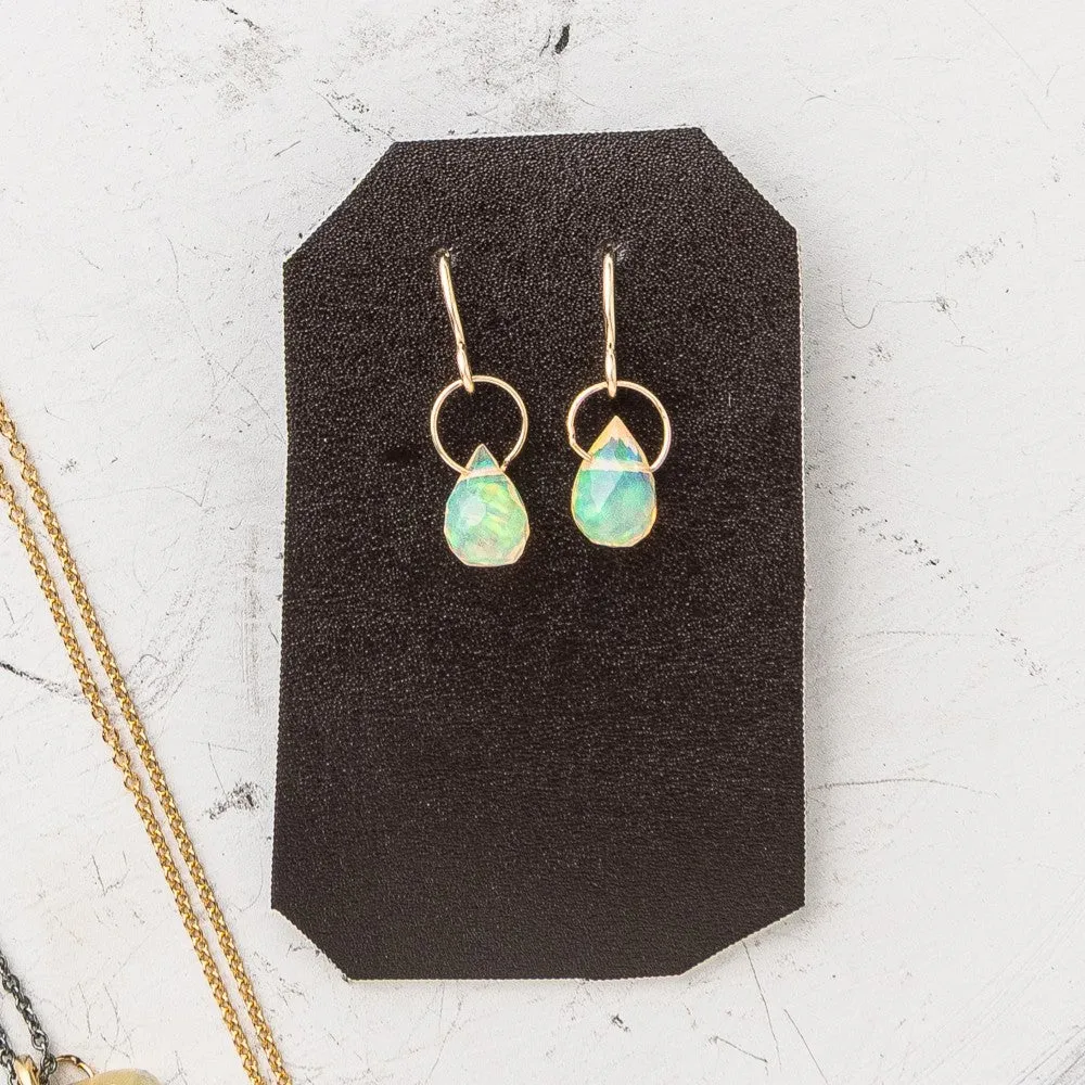 October Petite Briolette Drop Earrings: Opal