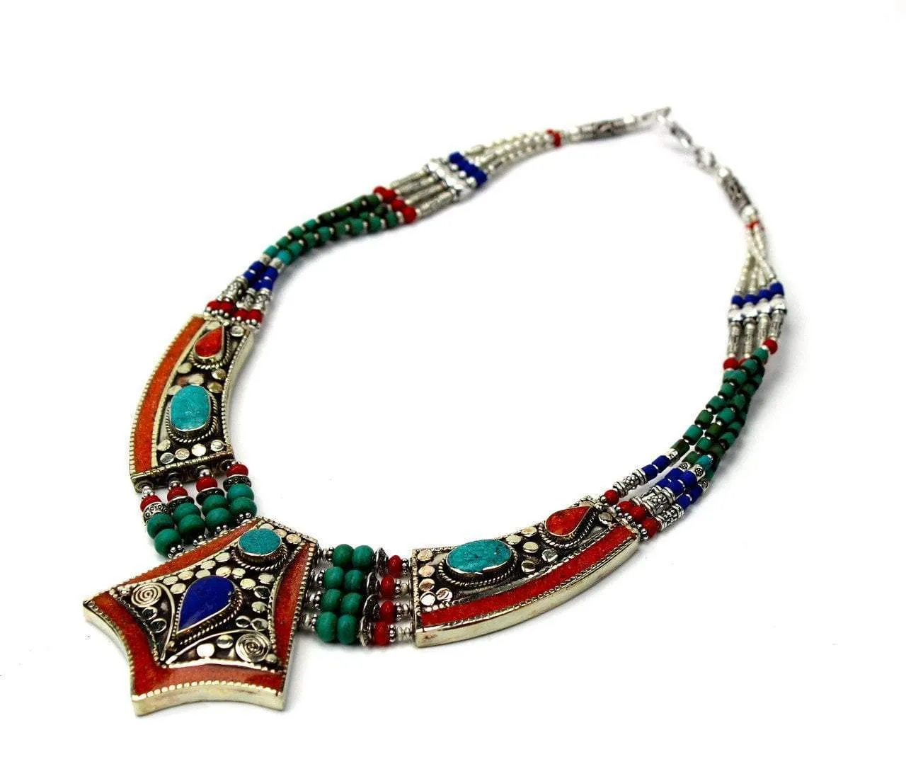 One of a Kind Turquoise and Lapis Necklace