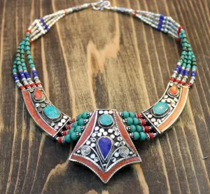 One of a Kind Turquoise and Lapis Necklace