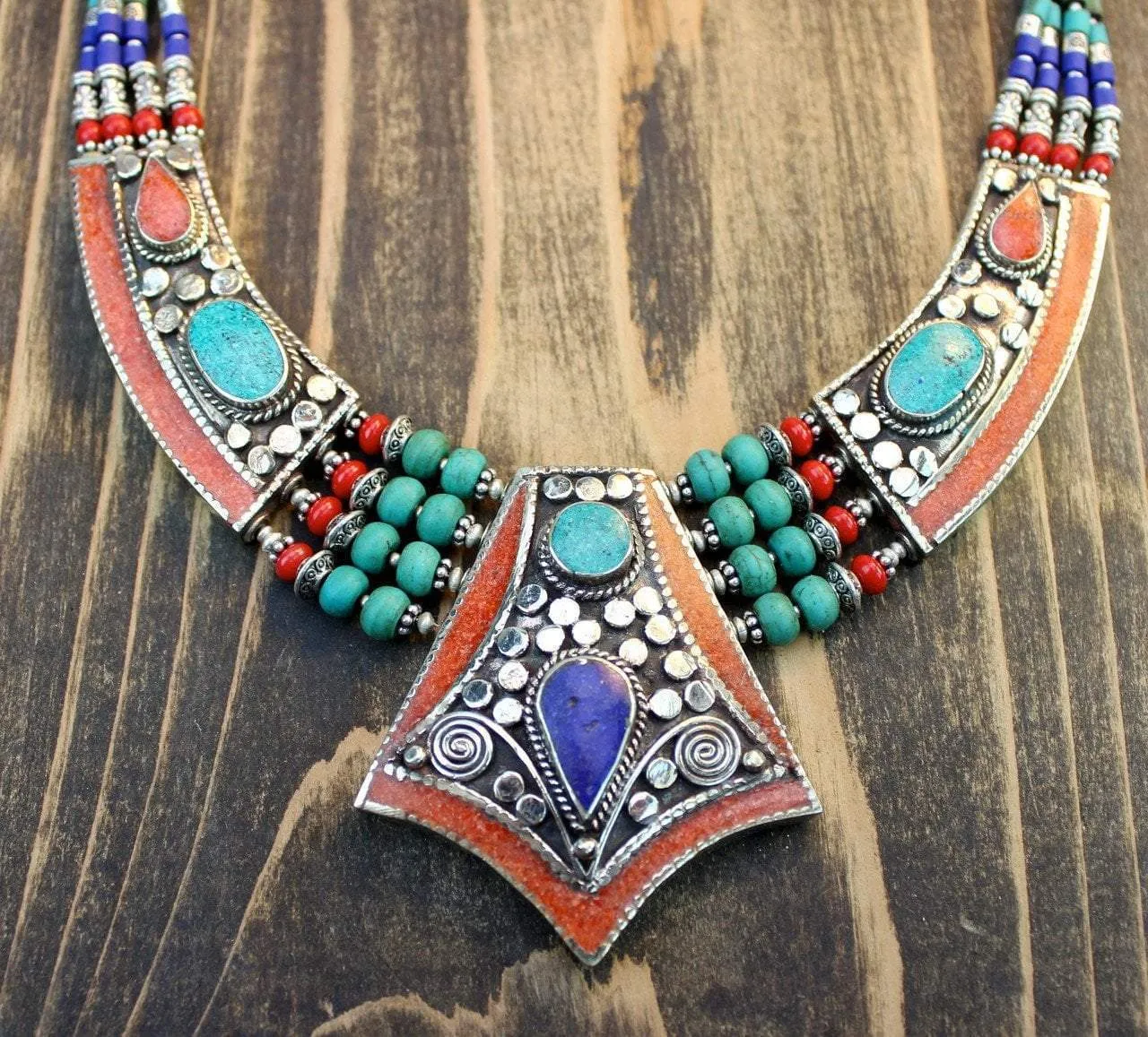 One of a Kind Turquoise and Lapis Necklace