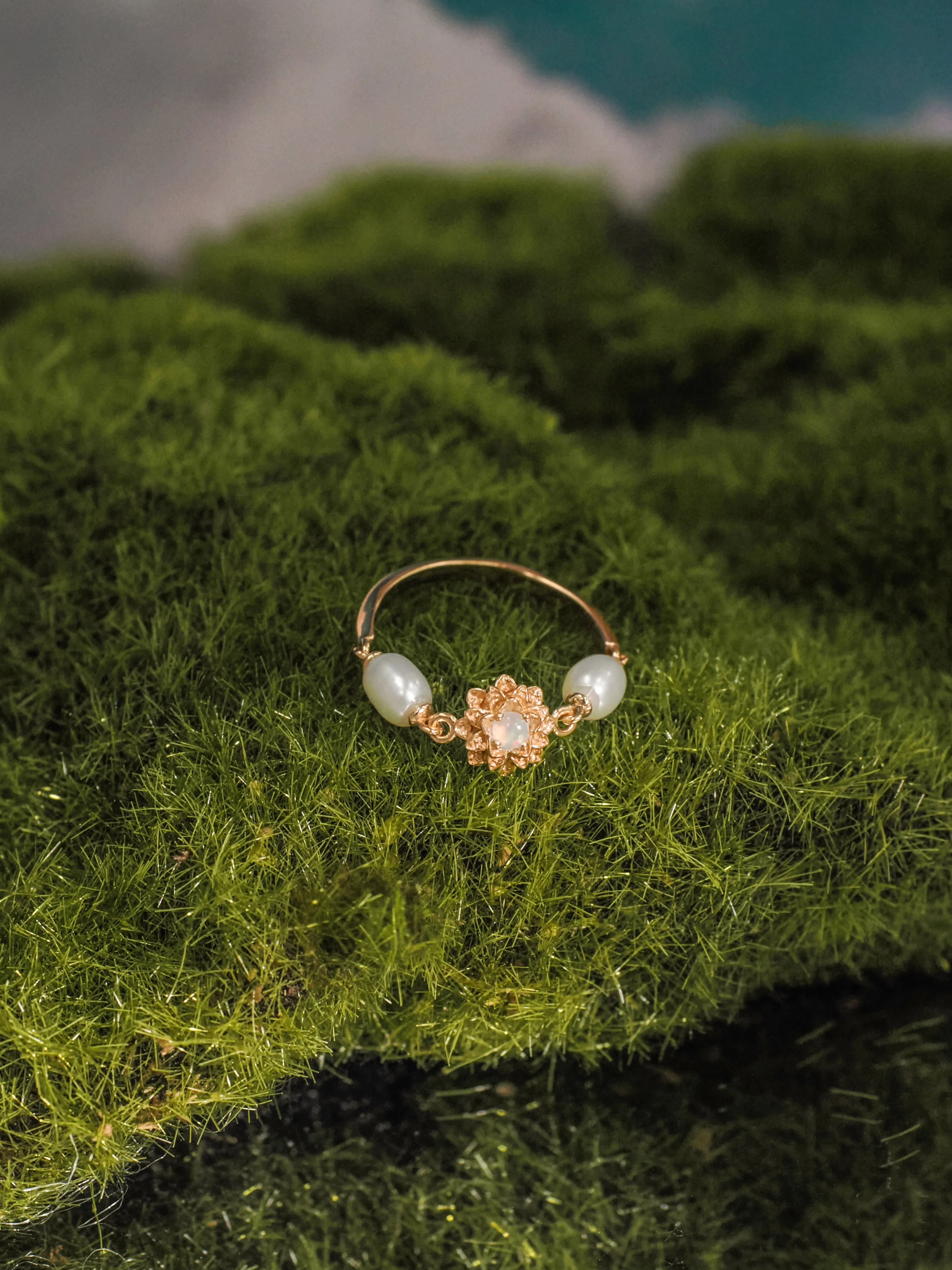 Opal & Freshwater Pearl Gold Ring - Marigold