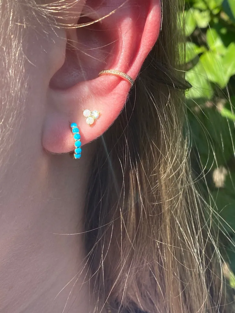 OPAL AND DIAMOND TRILLIUM STUDS