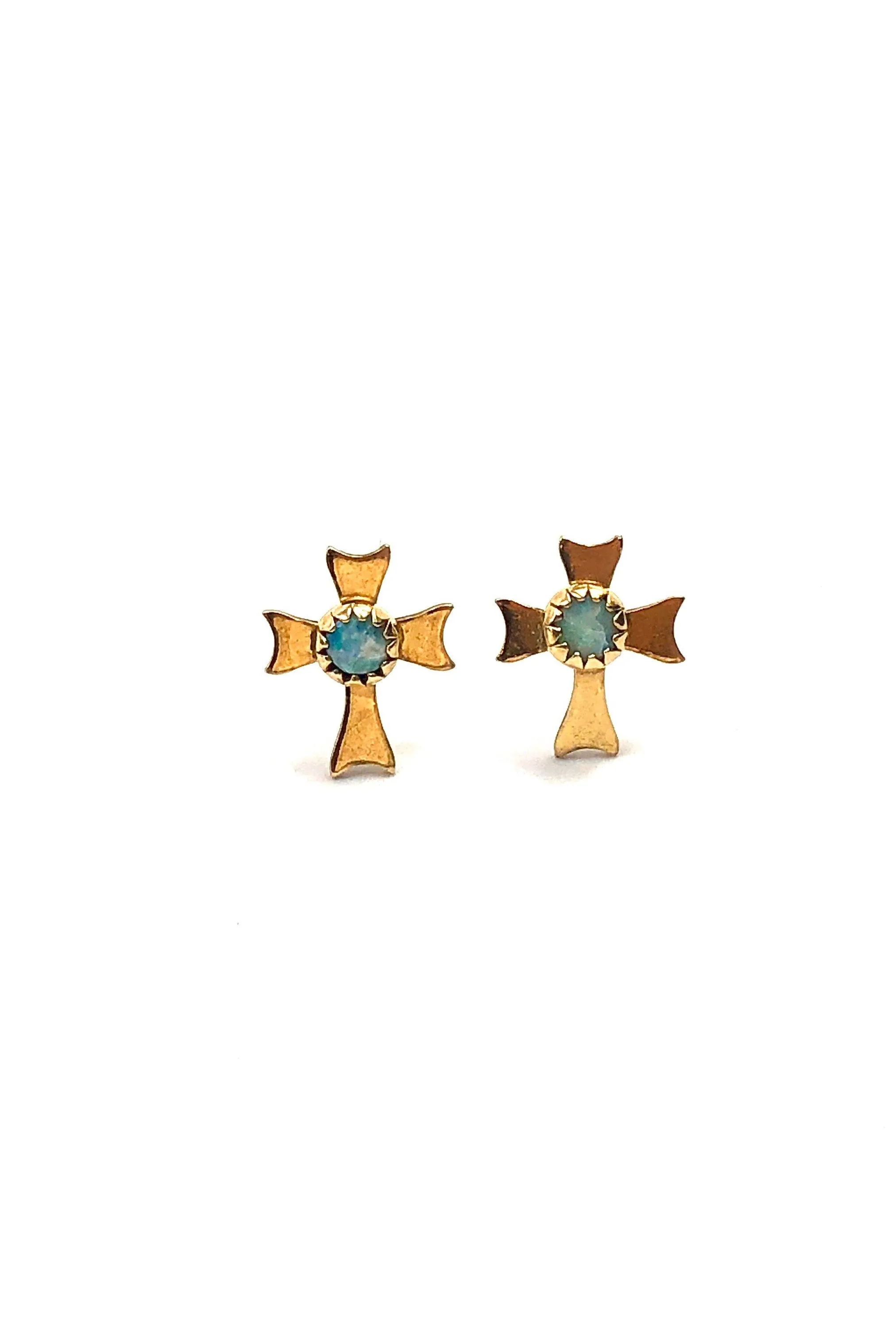 Opal cross 14KGF post w sterling silver peg , SKU# OPL993CRS