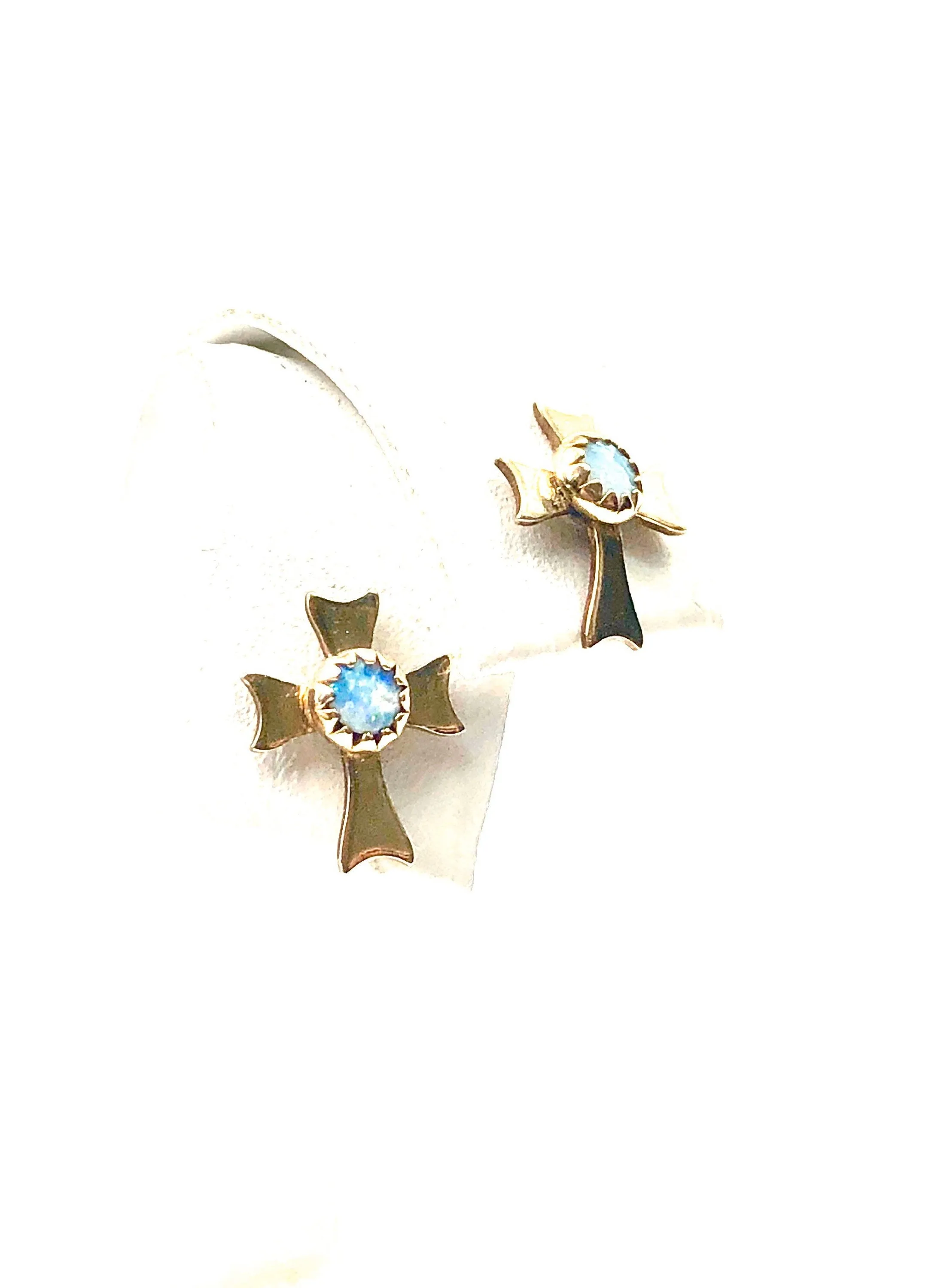 Opal cross 14KGF post w sterling silver peg , SKU# OPL993CRS