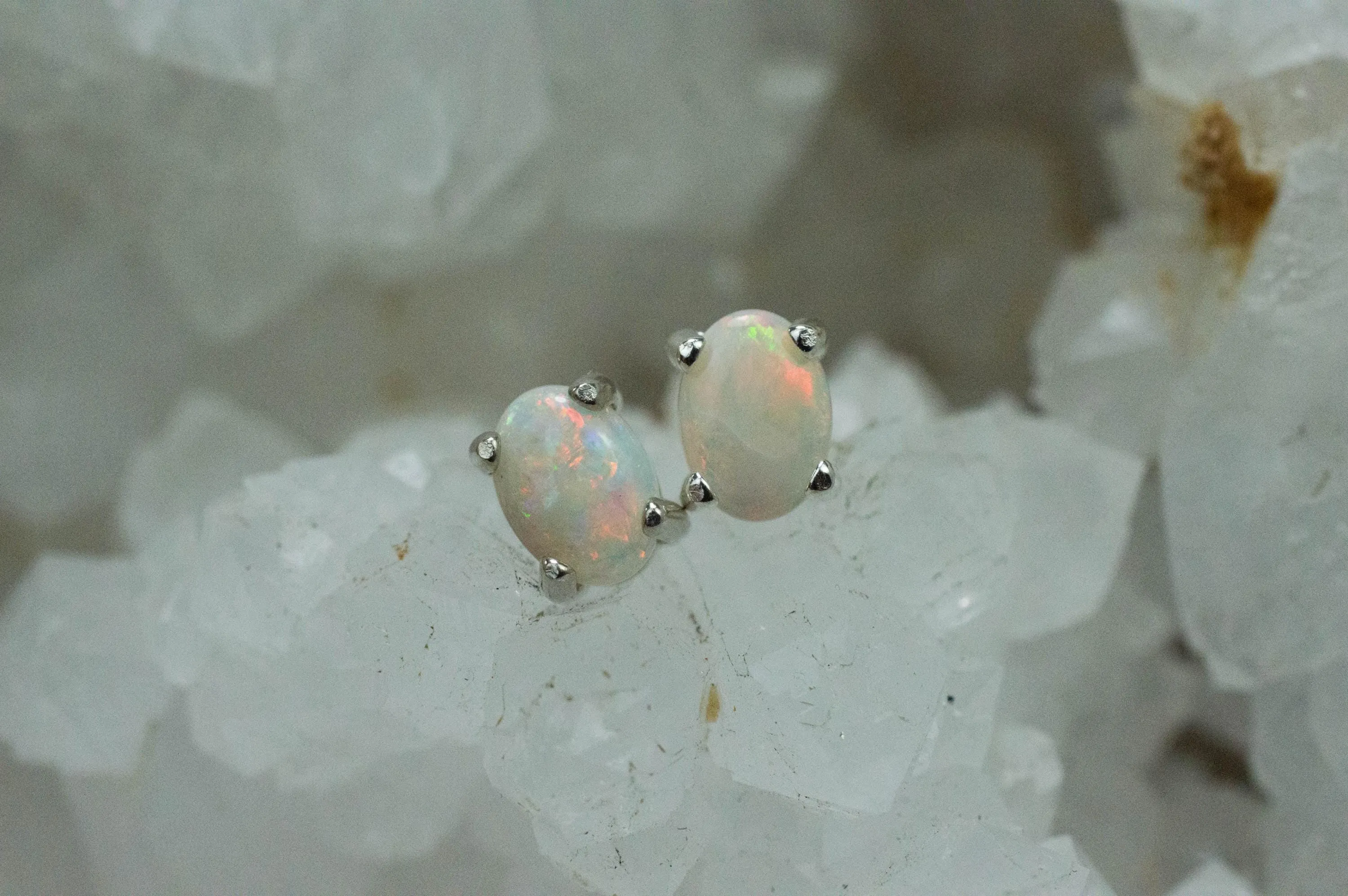 Opal Earrings, Natural Untreated Australia Opal; 0.945cts
