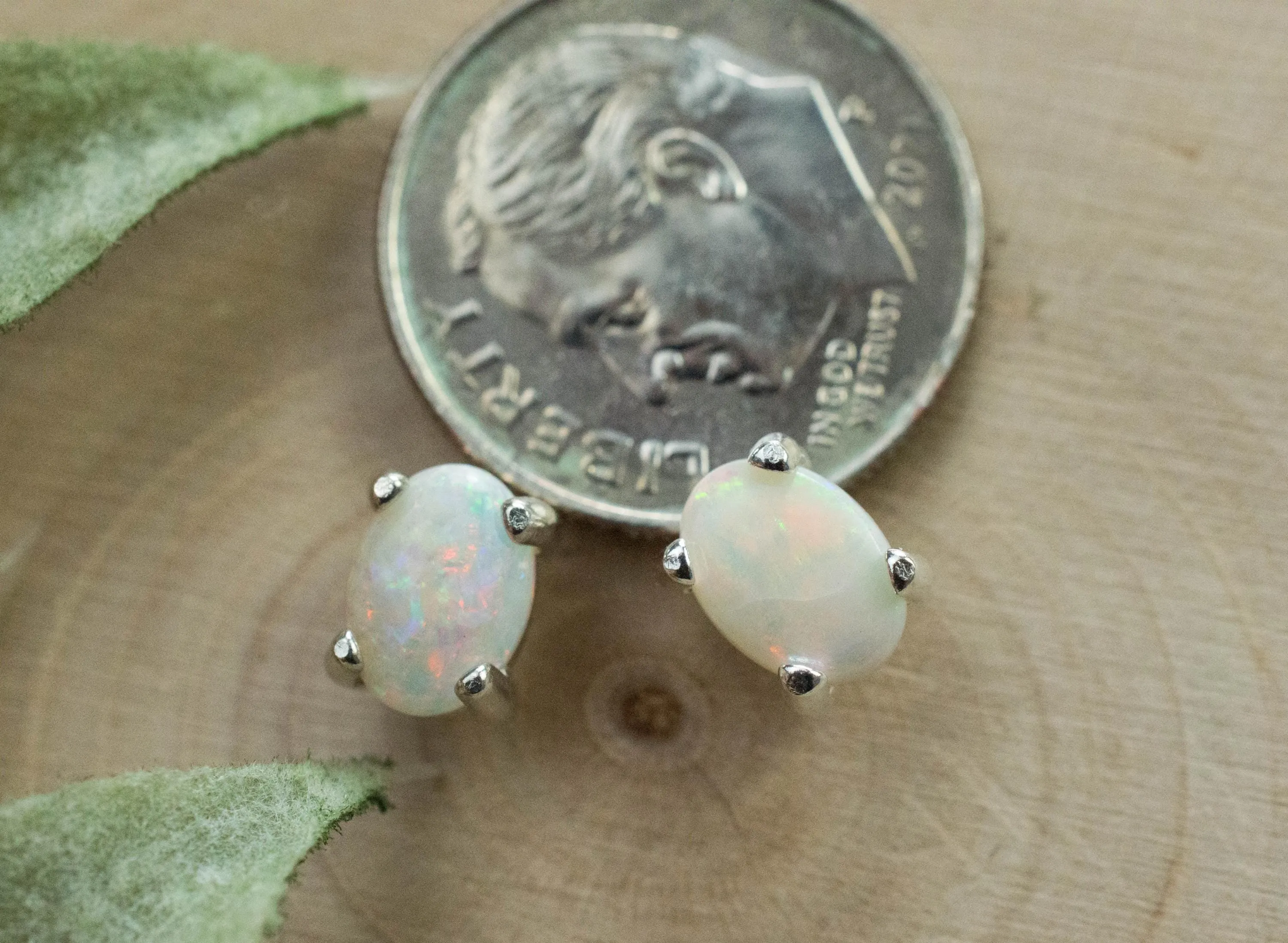 Opal Earrings, Natural Untreated Australia Opal; 0.945cts