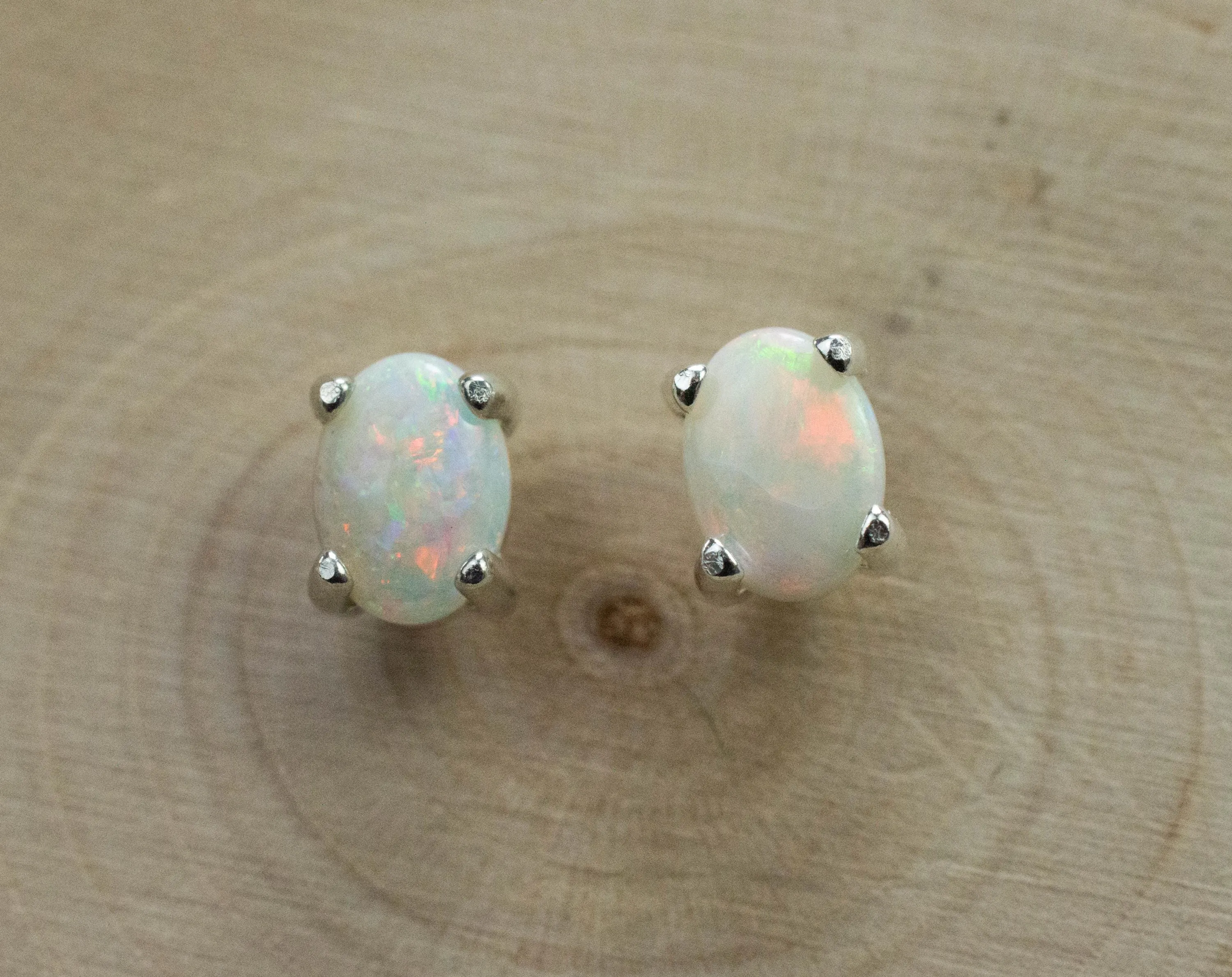 Opal Earrings, Natural Untreated Australia Opal; 0.945cts