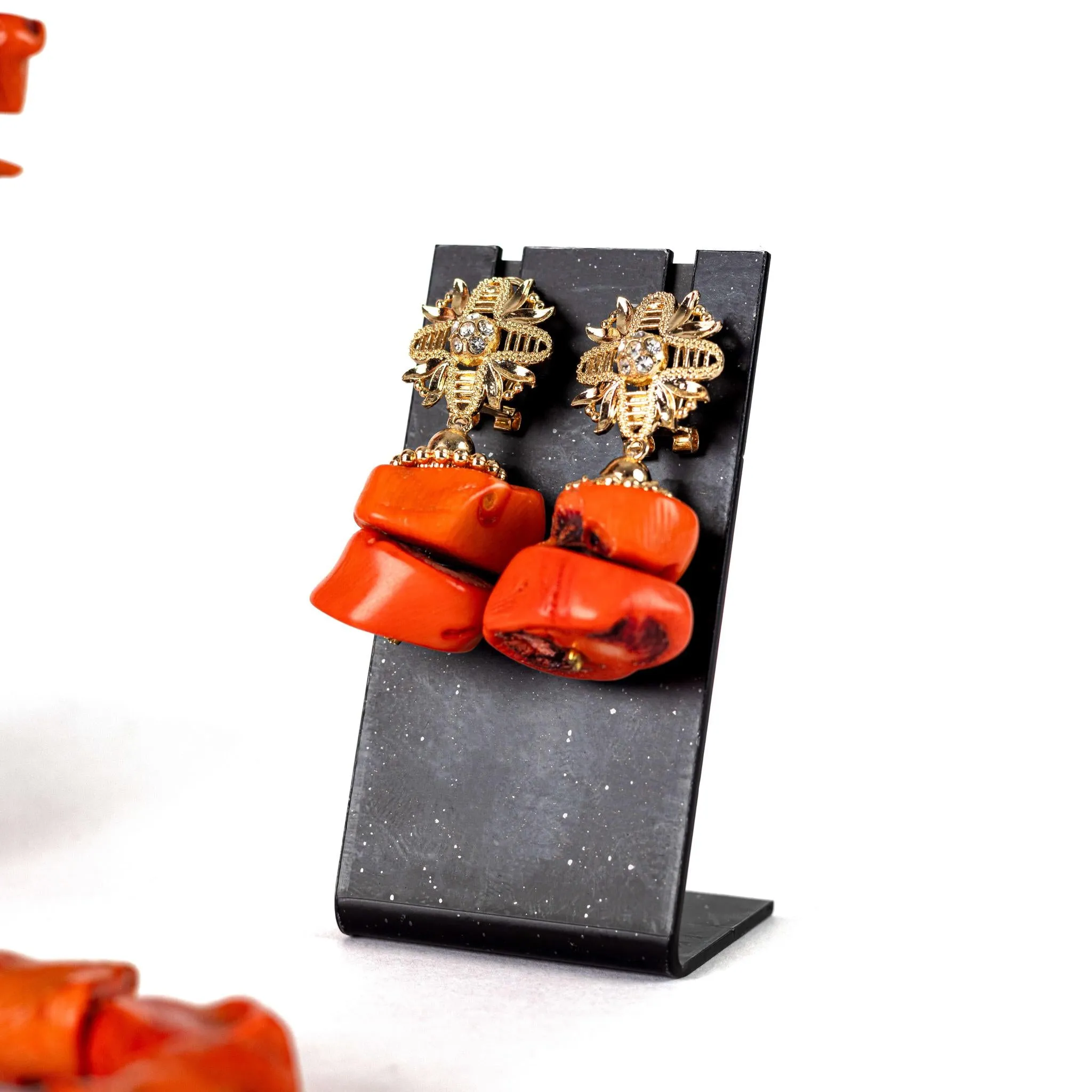 Original Coral Beads Jewelry Two Step Women Set