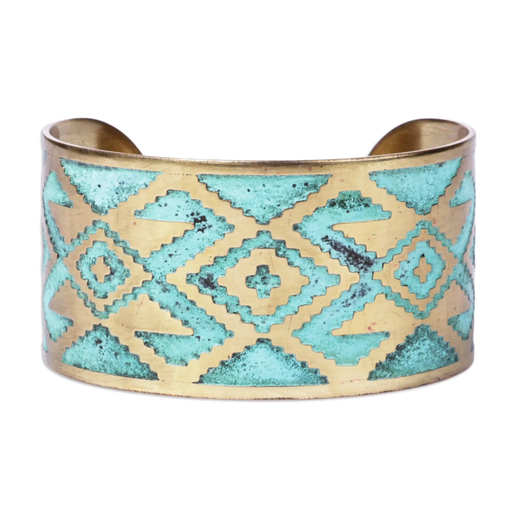 Oxidized Brass Cuff Bracelet with Armenian Patterns - Armenian Diamonds | NOVICA