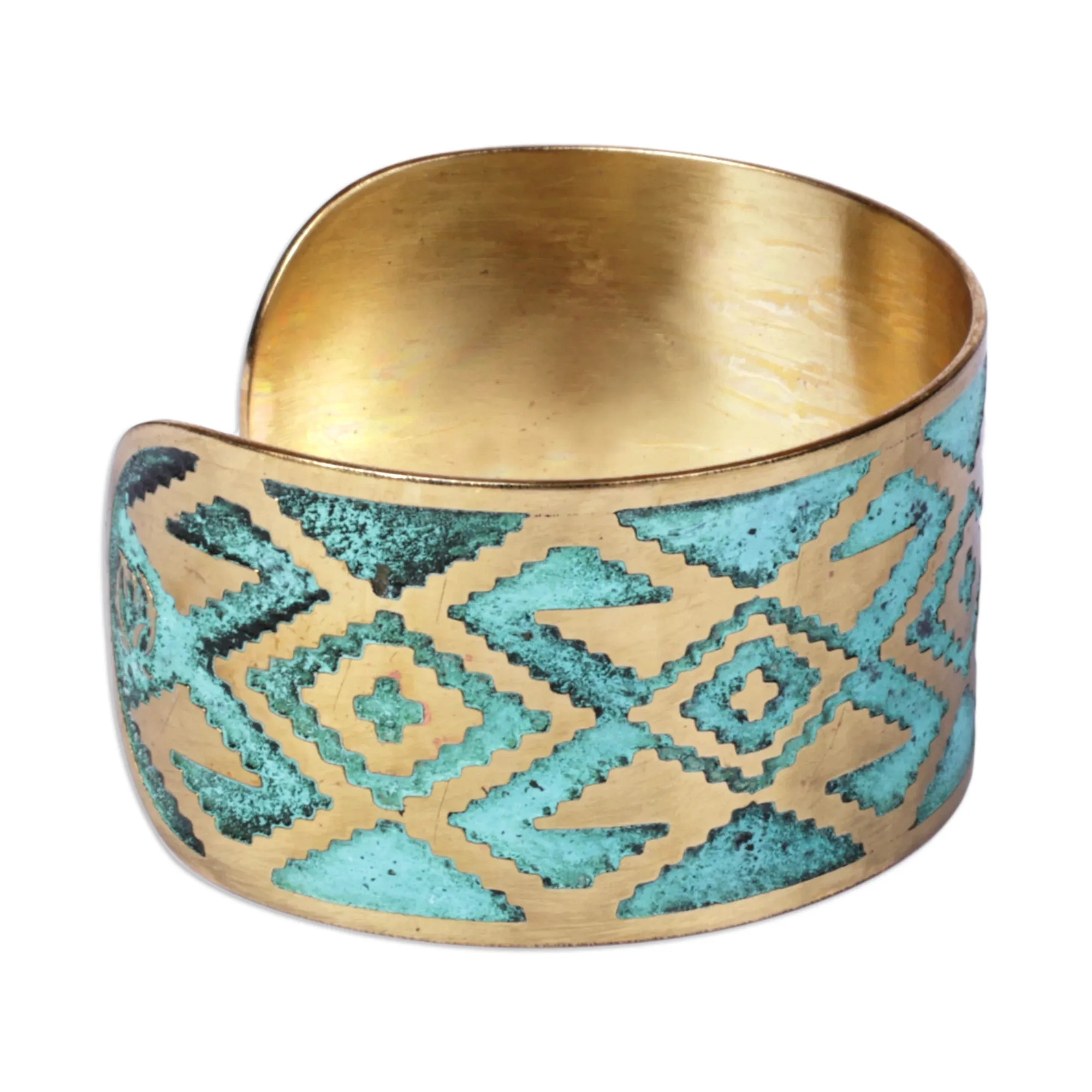 Oxidized Brass Cuff Bracelet with Armenian Patterns - Armenian Diamonds | NOVICA