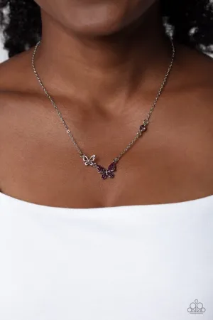 Paparazzi Necklace ~ Cant BUTTERFLY Me Love - Purple