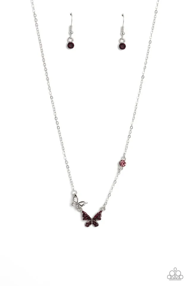 Paparazzi Necklace ~ Cant BUTTERFLY Me Love - Purple