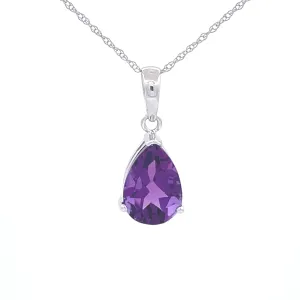 Pear Amethyst Solitaire Pendant