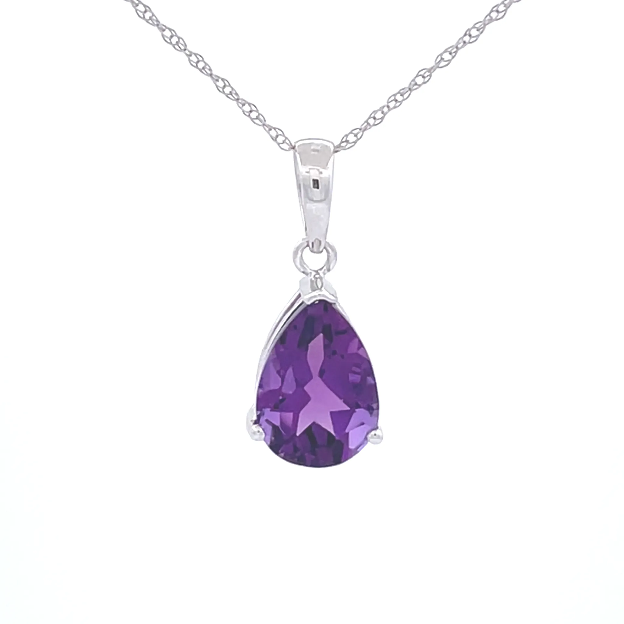 Pear Amethyst Solitaire Pendant