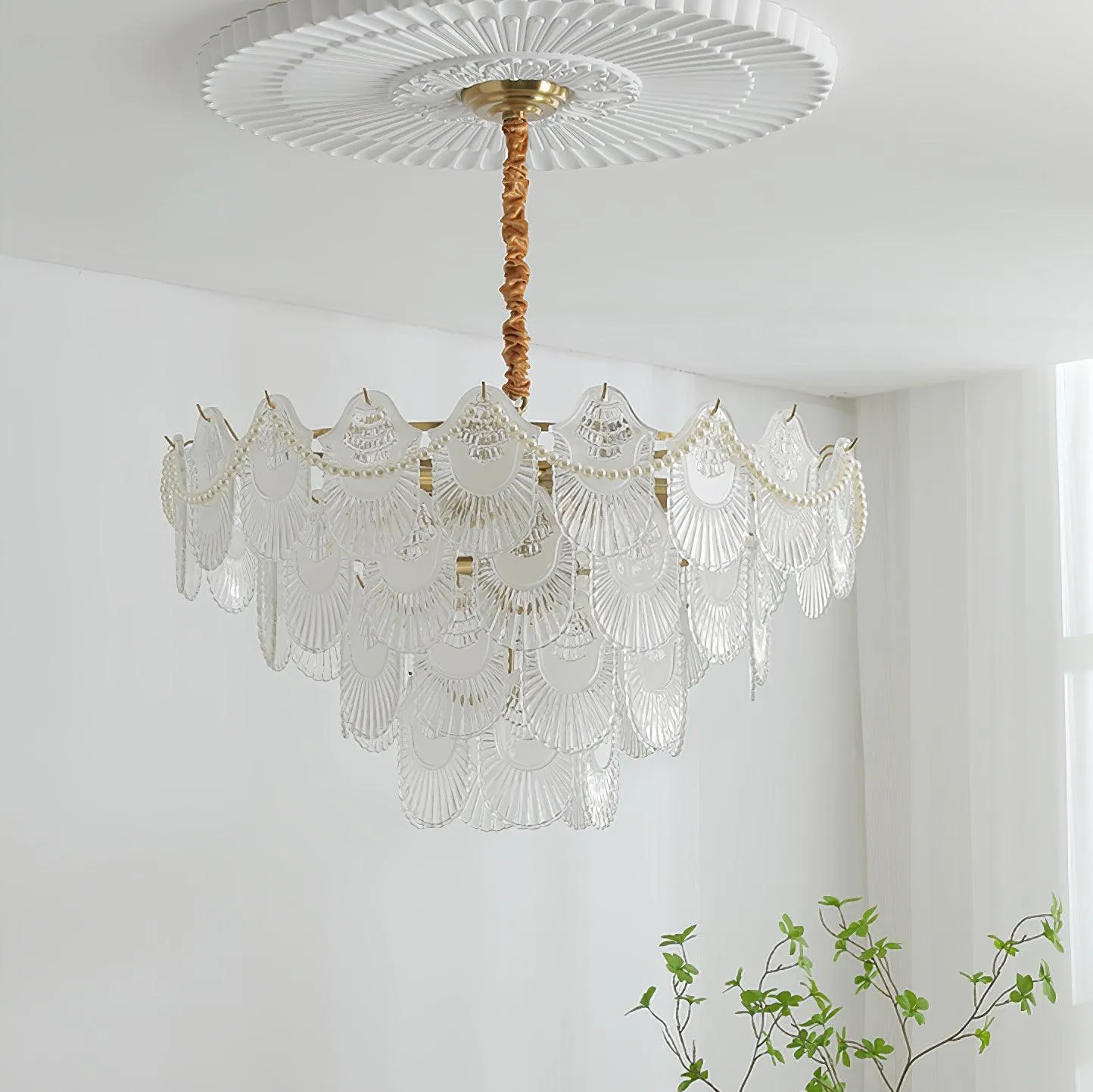 Pearl Glass Shell Chandelier