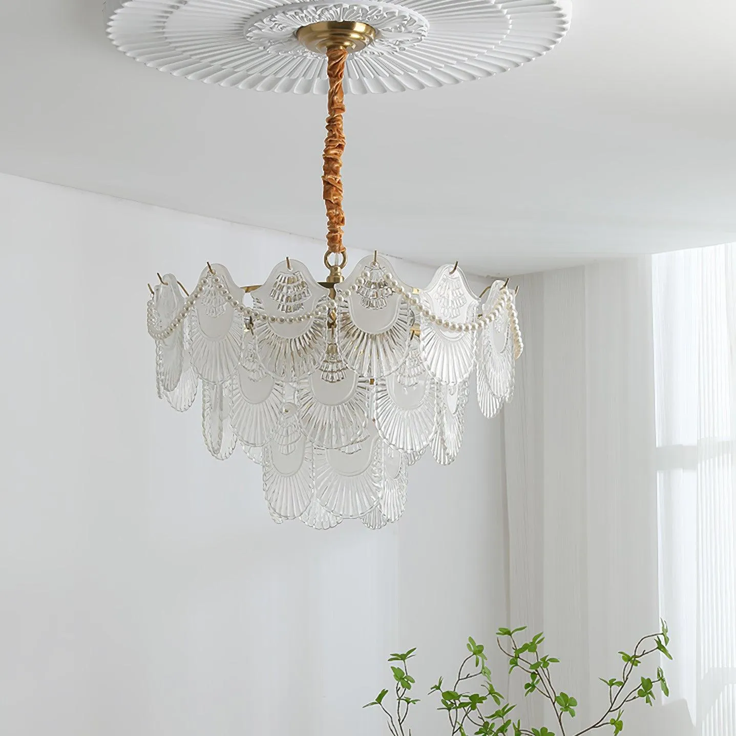 Pearl Glass Shell Chandelier