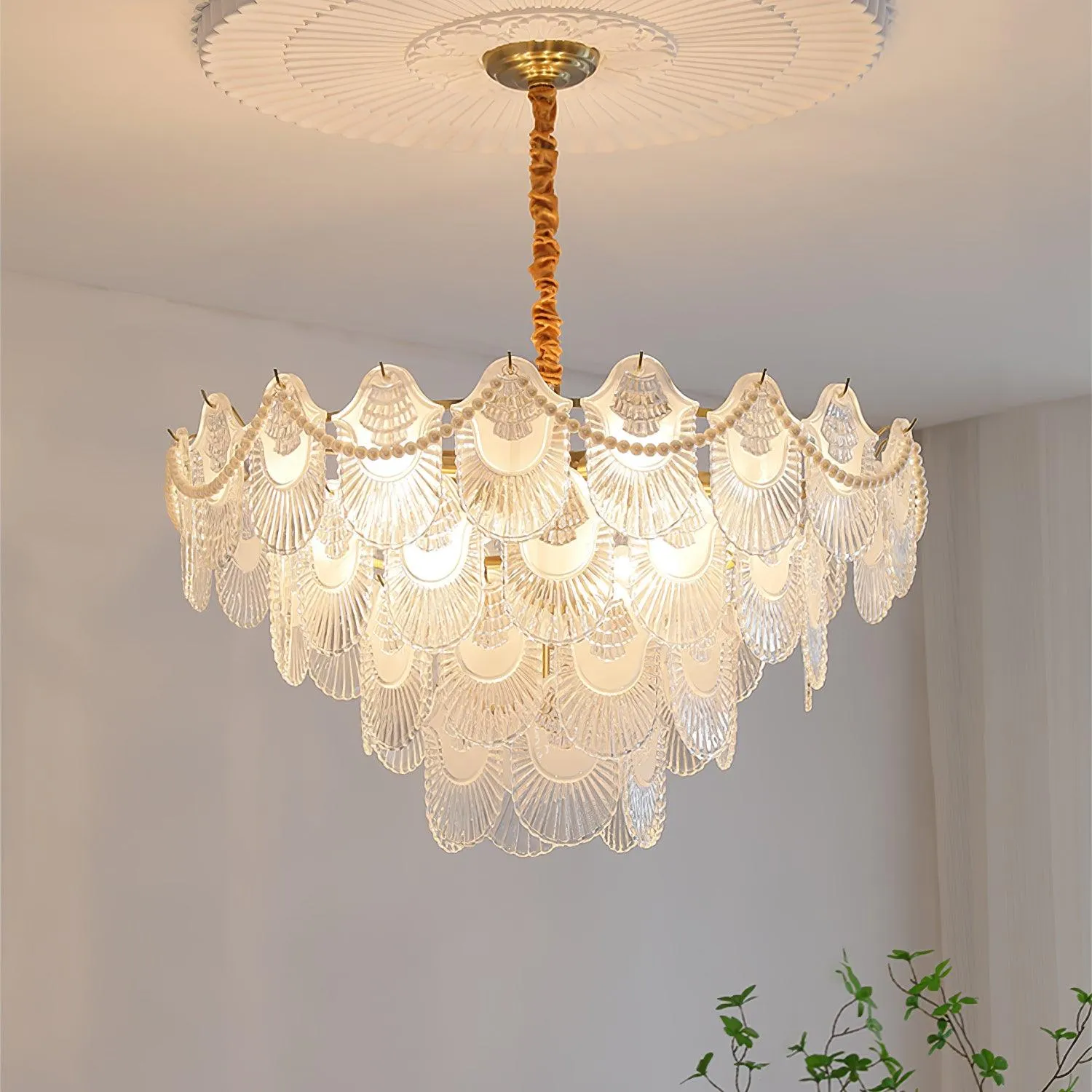 Pearl Glass Shell Chandelier