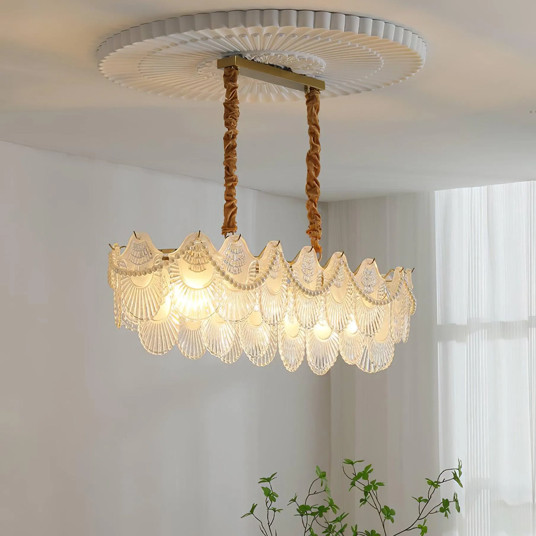 Pearl Glass Shell Chandelier