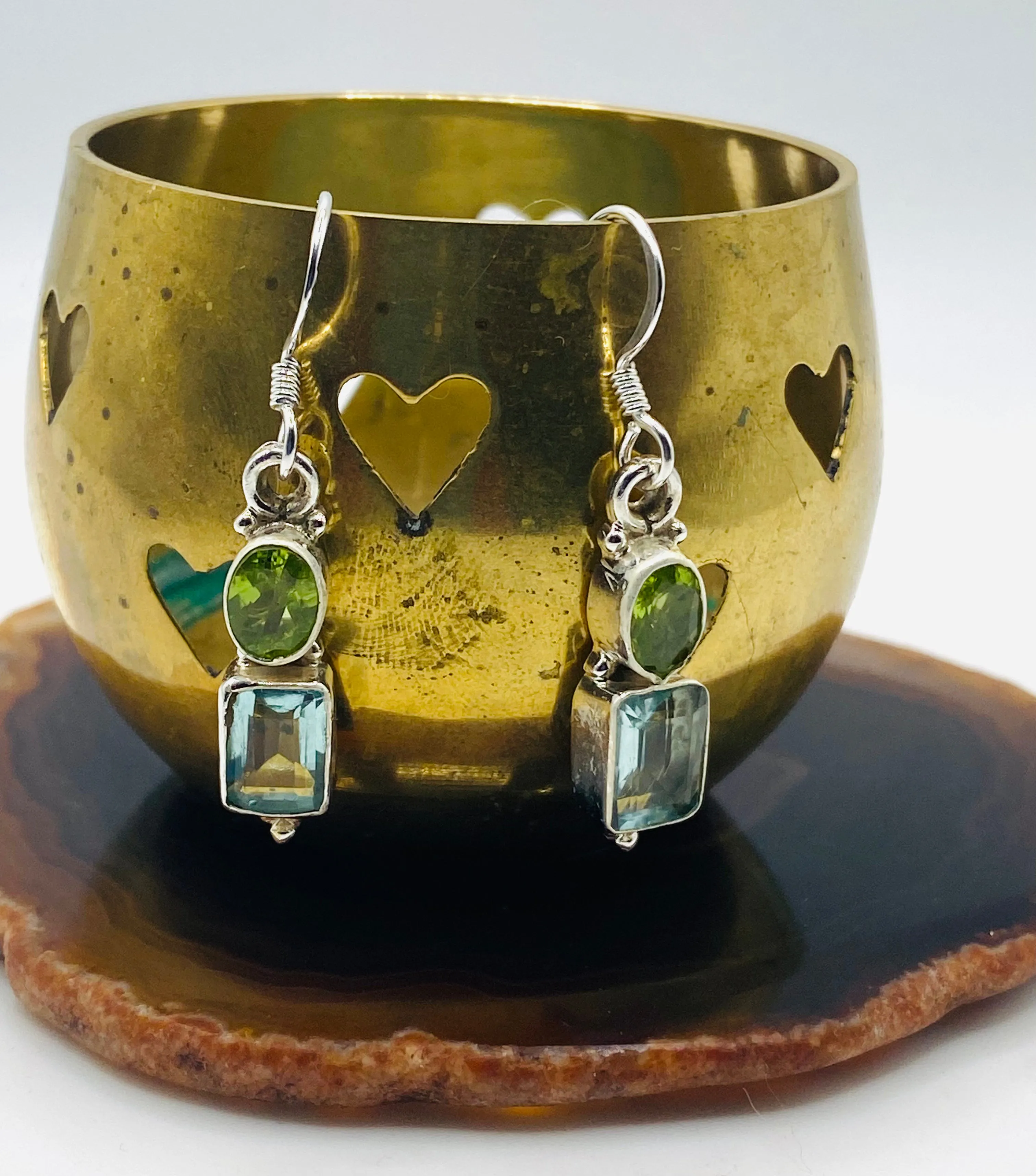 Peridot and Blue Topaz Earrings